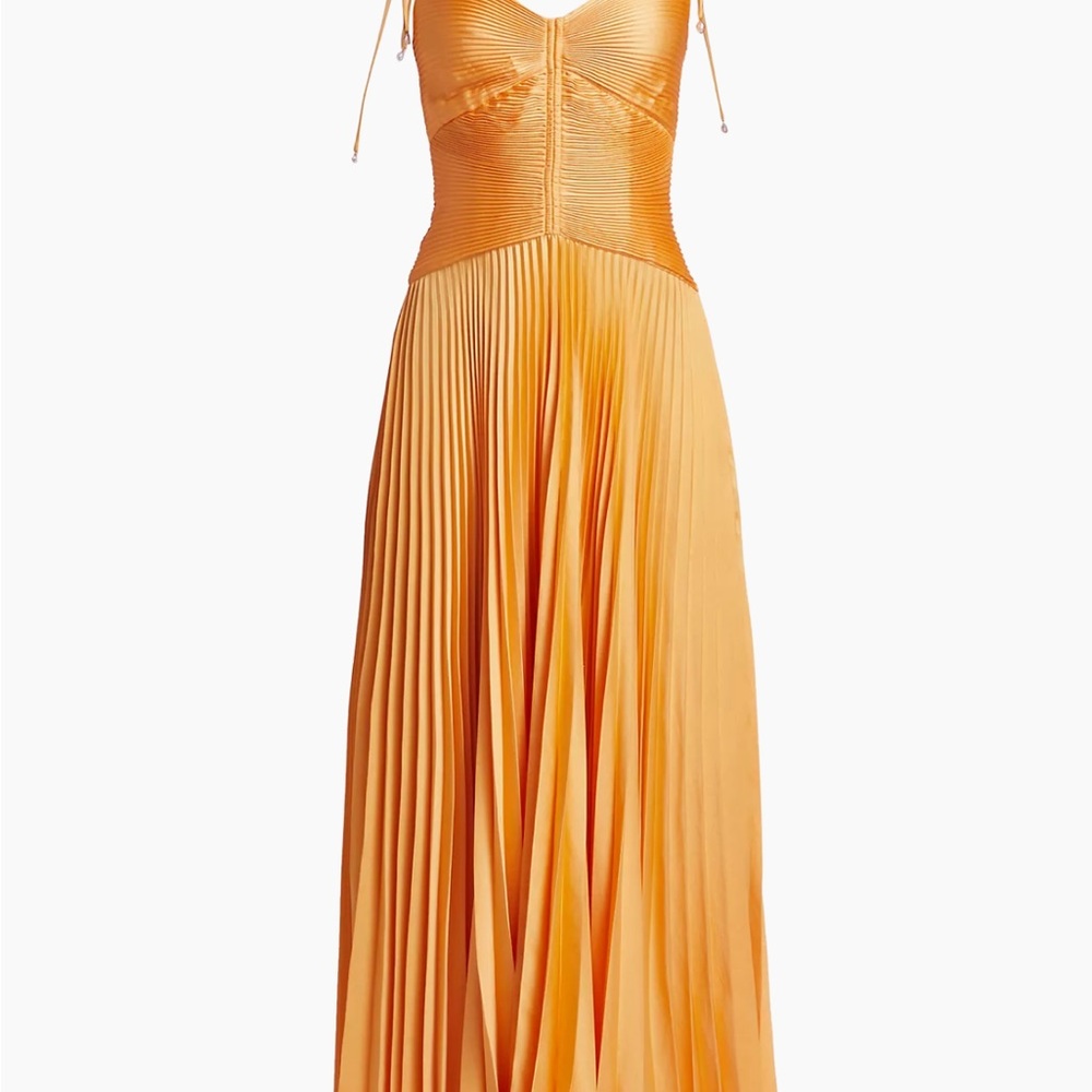 Elegant Apricot Orange Pleated Dress Size 2
